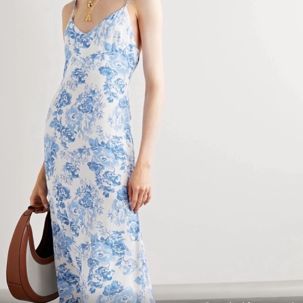 Reformation Floral Blue and White Dress